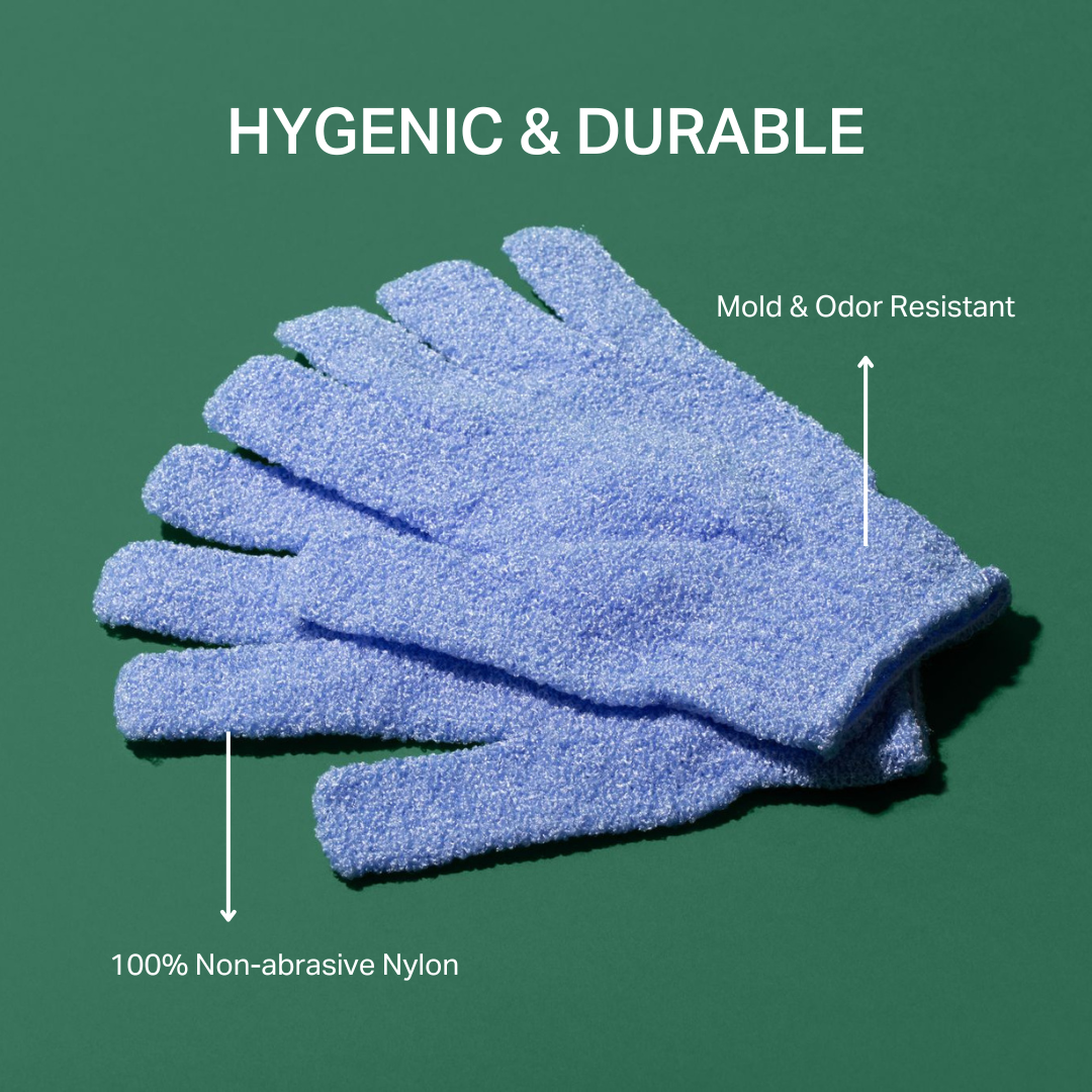 Spa Retreat Duo: Premium Headband & Exfoliating Gloves for Shower, Tanning, and Pre-Shave Care